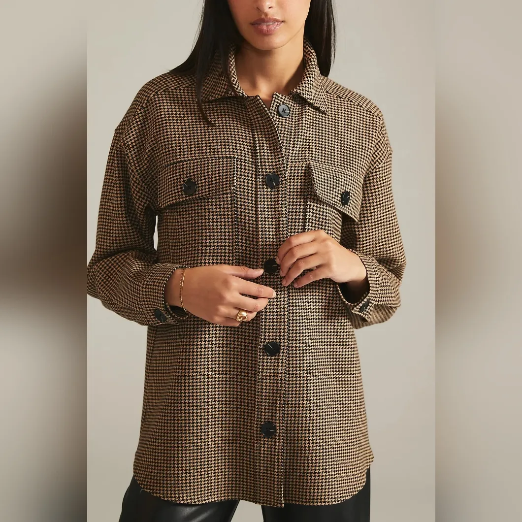 Current Air Houndstooth Printed Shirt Jacket - Image 3