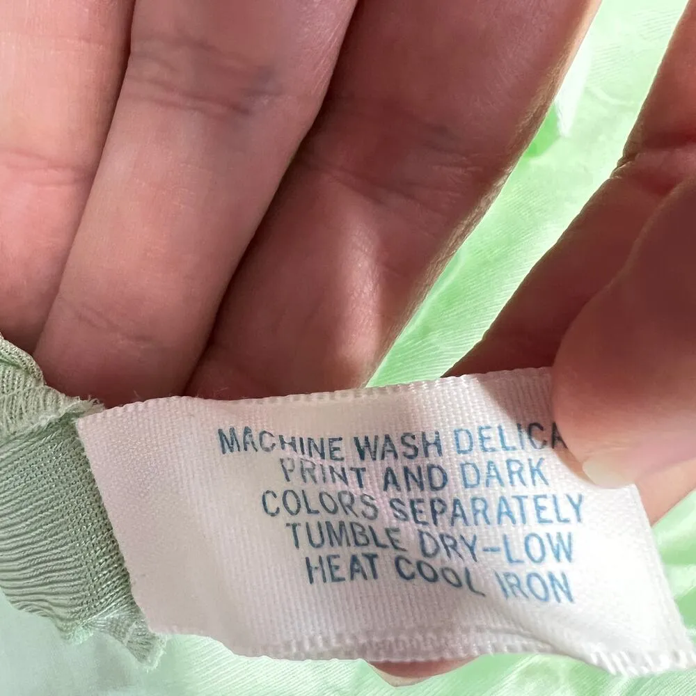 Vintage Vanity Fair Kaftan Nylon Size S Mint Green Short Sleeve House Dress 60s - Image 9