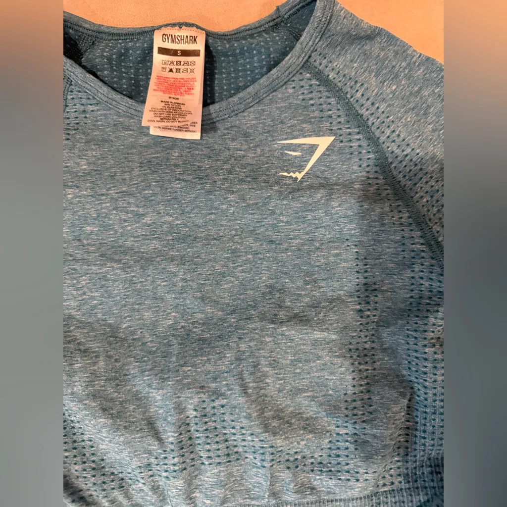 Gymshark Teal Women's Crew Neck Long Sleeve Crop Top Size Small - Image 3