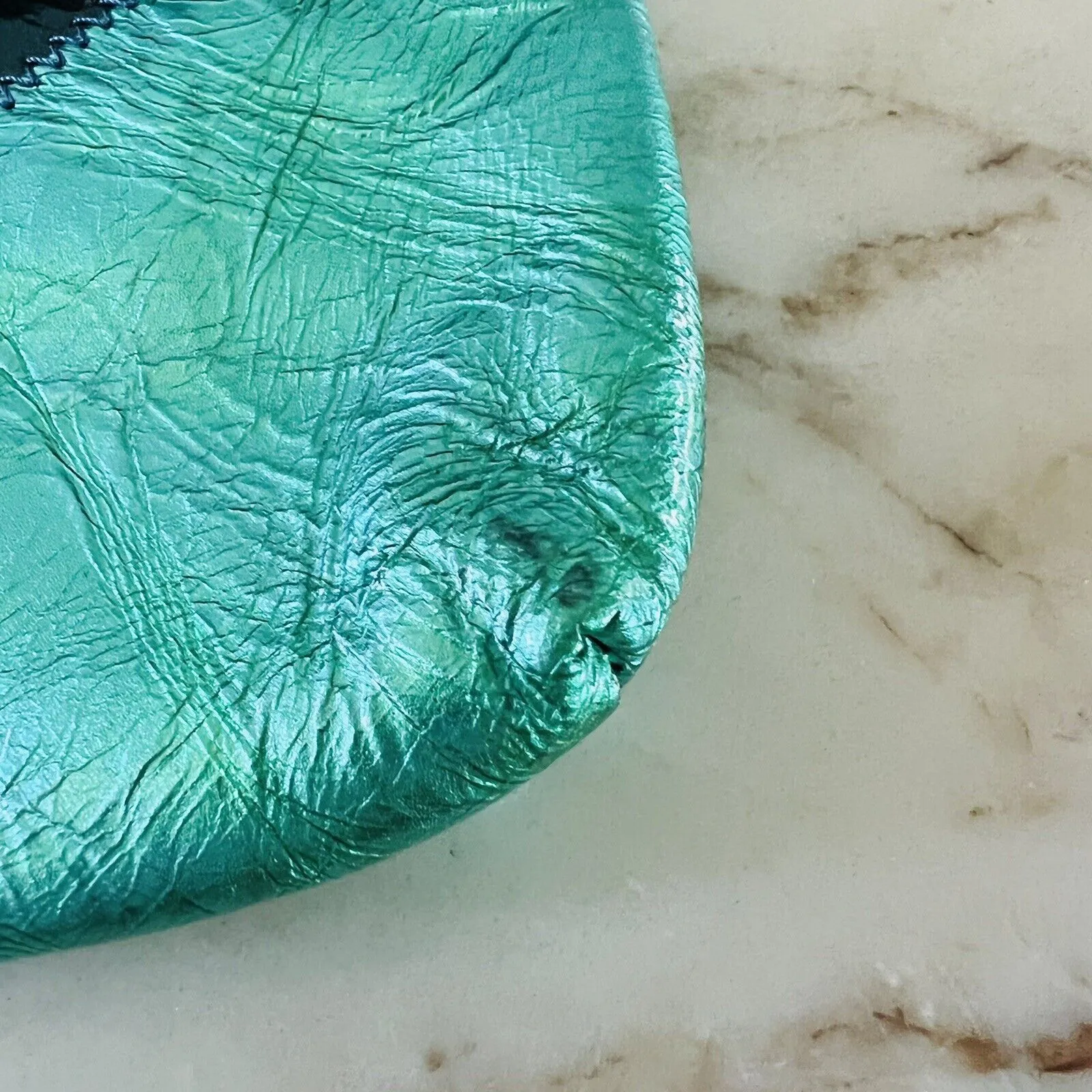 2009 MATTHEW WILLIAMSON for H&M Blue Green Patch Soft Leather Crossbody Bag - Image 8