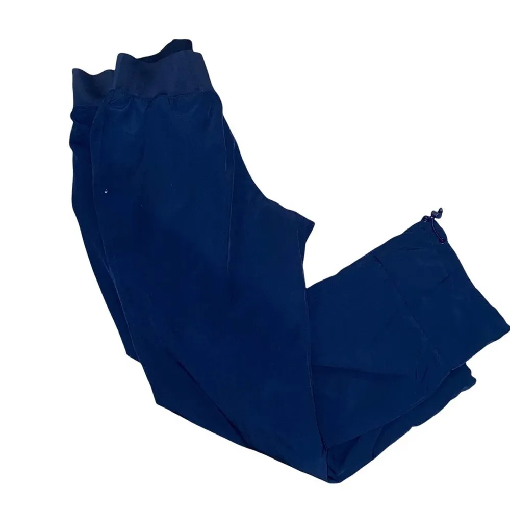 Straight leg Athleisure Navy Blue lined pants with drawstring hem sz M - Image 6