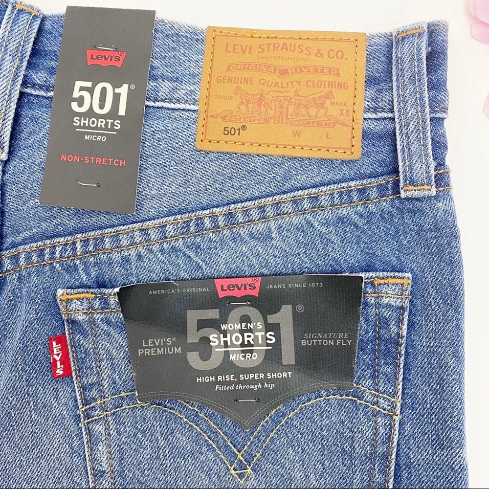 Levi’s Premium 501 High Rise Cut Off Micro Jean Shorts: Teeny Weeny Medium Wash - Image 11