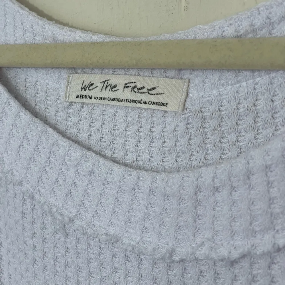 We The Free Thermal Waffle Knit Top Oversized White Long Sleeve Shirt ~ Size M - Image 5