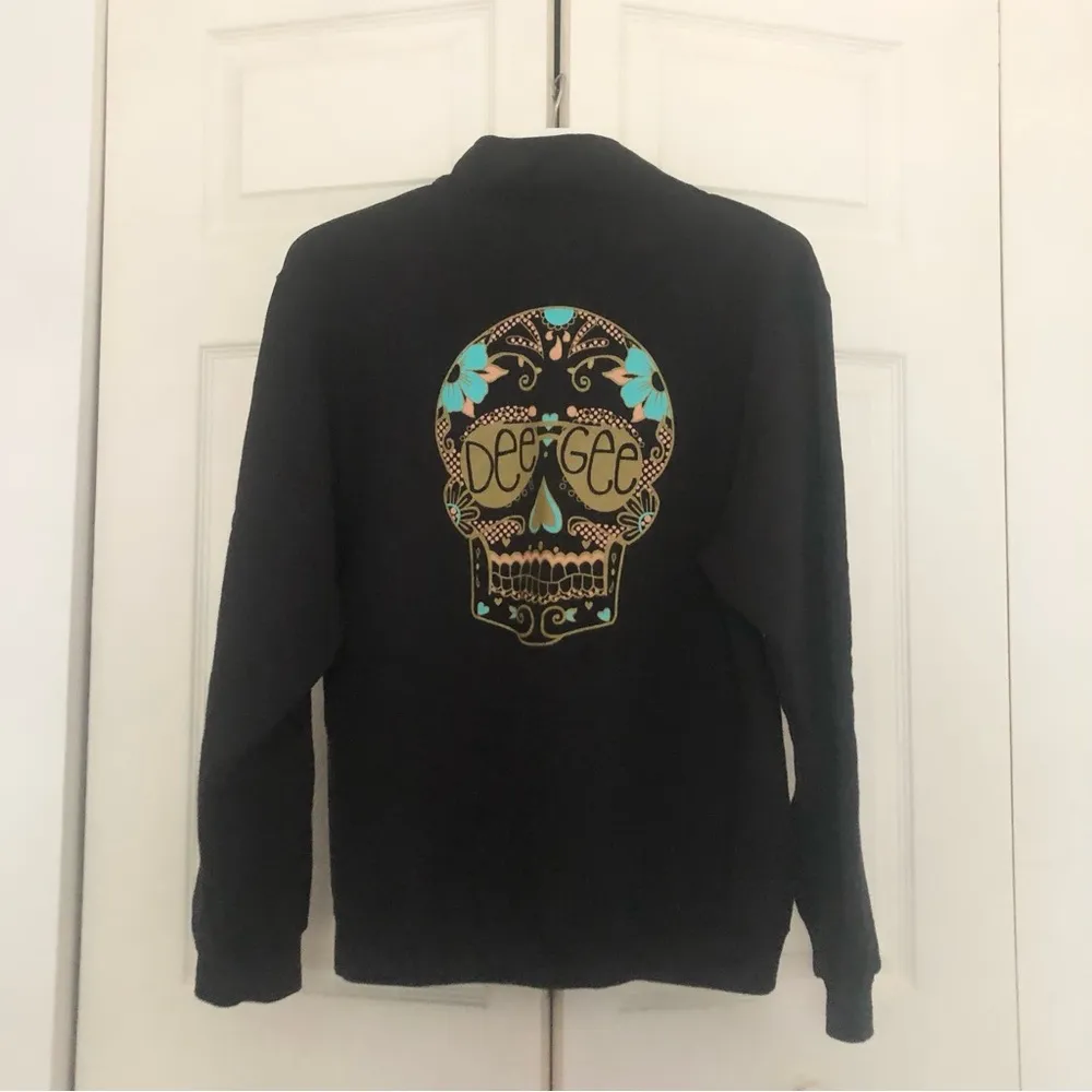 Adam Block Design Delta Gamma Dee Gee Skull Quarter Zip Pullover Size Medium - Image 6