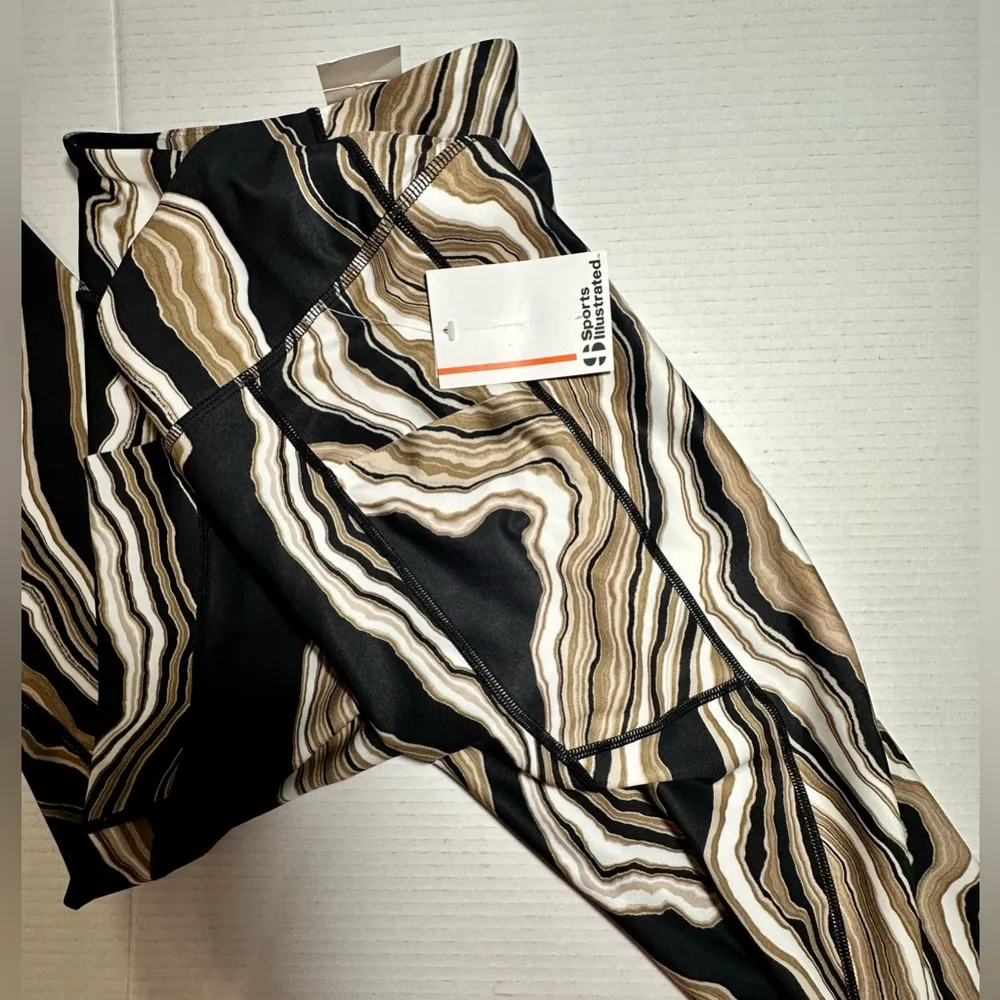 Sports Illustrated Black Brown Beige Women’s Leggings Workout Walking Run New XL - Image 7