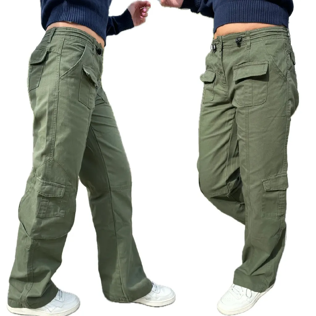 Brandy Melville Kim Cargo Pants in Military Green - Image 3