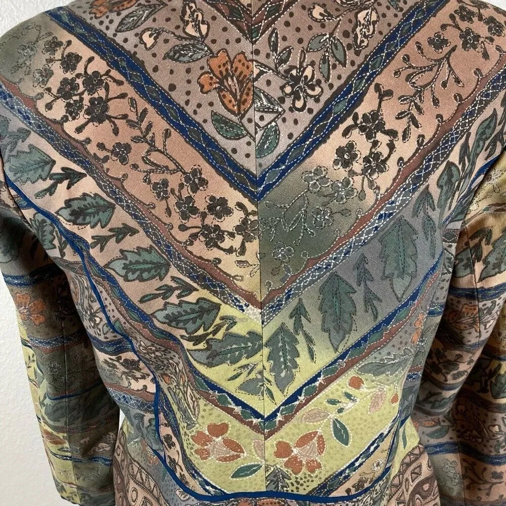 Coldwater Creek Blazer Women’s 10P Full Zip Floral Tapestry Embroidered Muted - Image 10