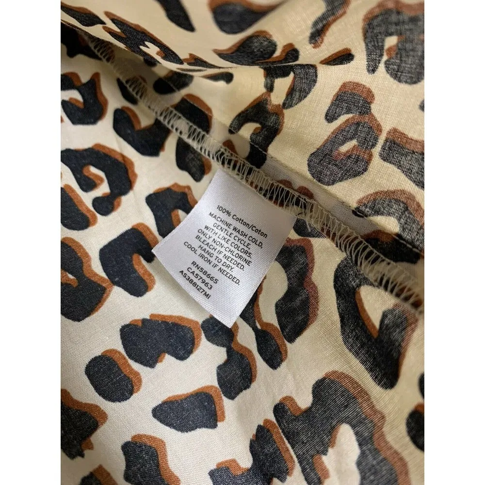 1901 Small Leopard Print Cotton Voile Button Down Top Nordstrom NEW - Image 4