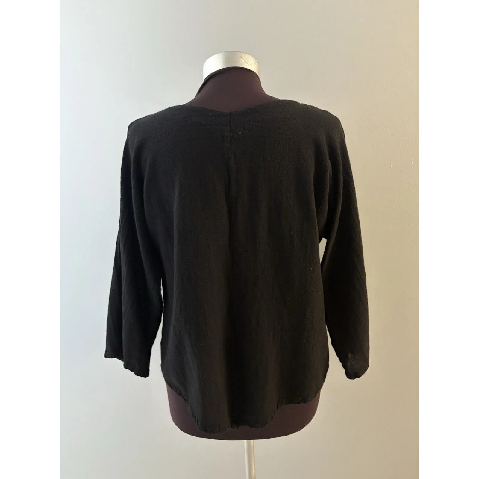 OH MY GAUZE Shirt Size 1 S/M Black Asymmetric Hem Artsy Lagenlook Beach Witchy - Image 3