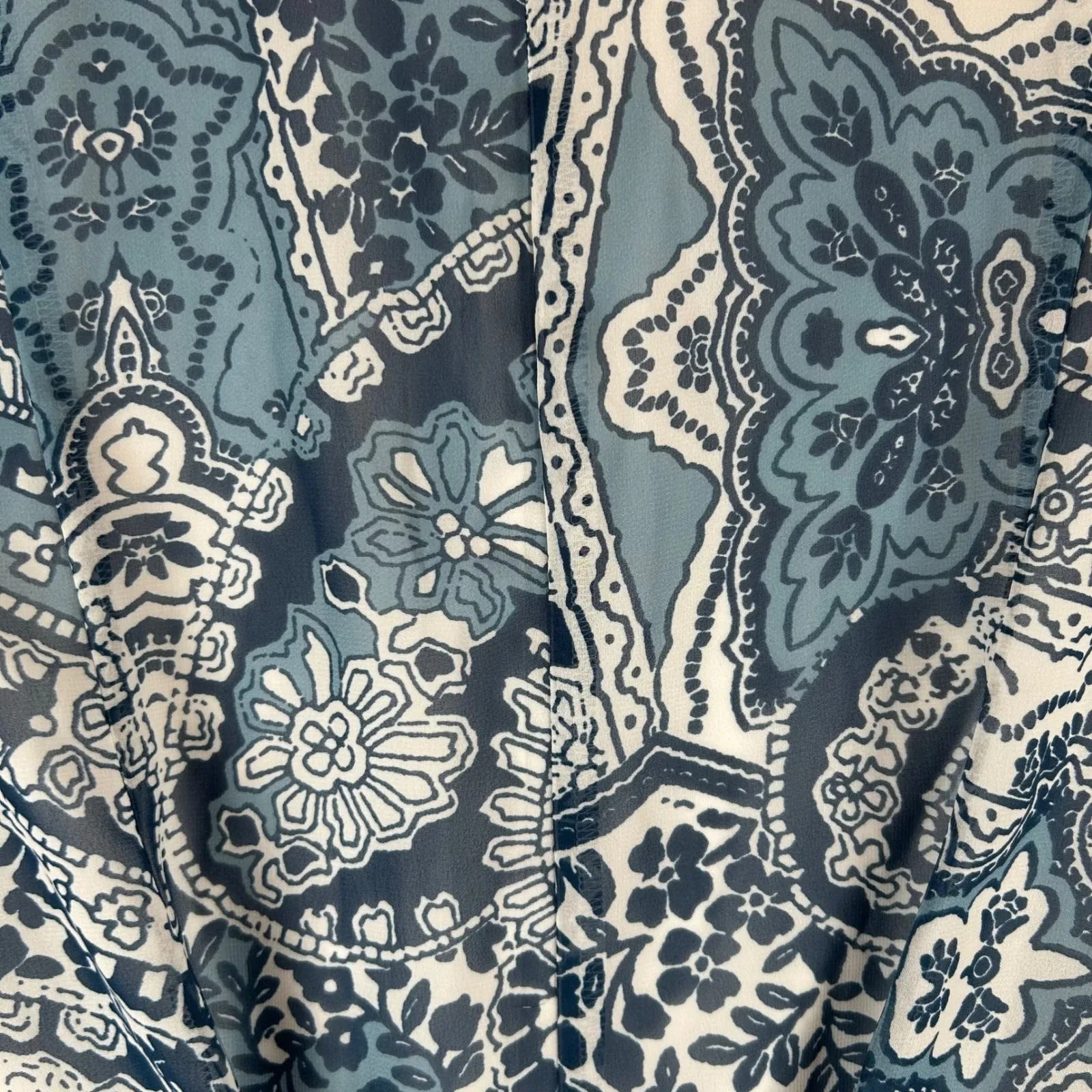 Show Me Your Mumu Blue Paisley Print Bailey Back Tie Romper Long Sleeve XS - Image 12