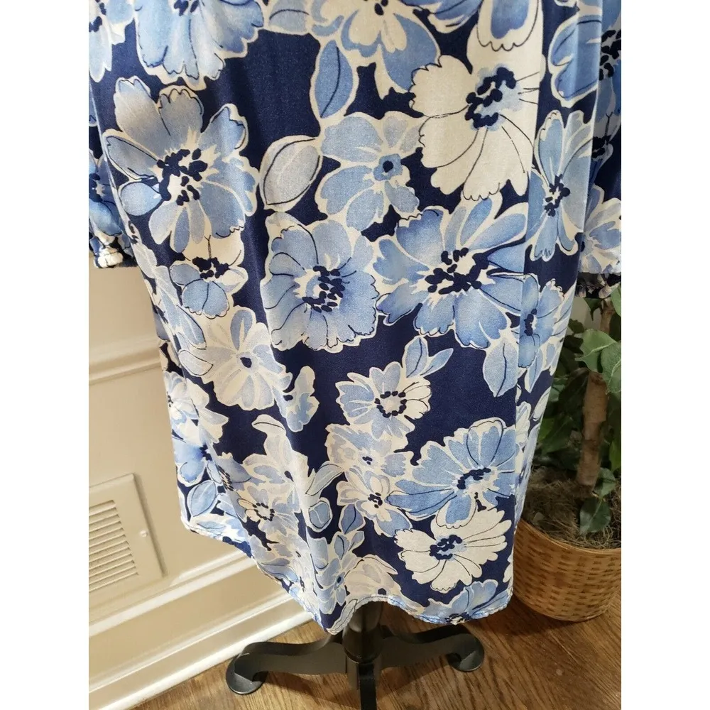 Old Navy Women's Blue Floral Wrap V-Neck Long Sleeve Knee Length Dress Size XL - Image 4