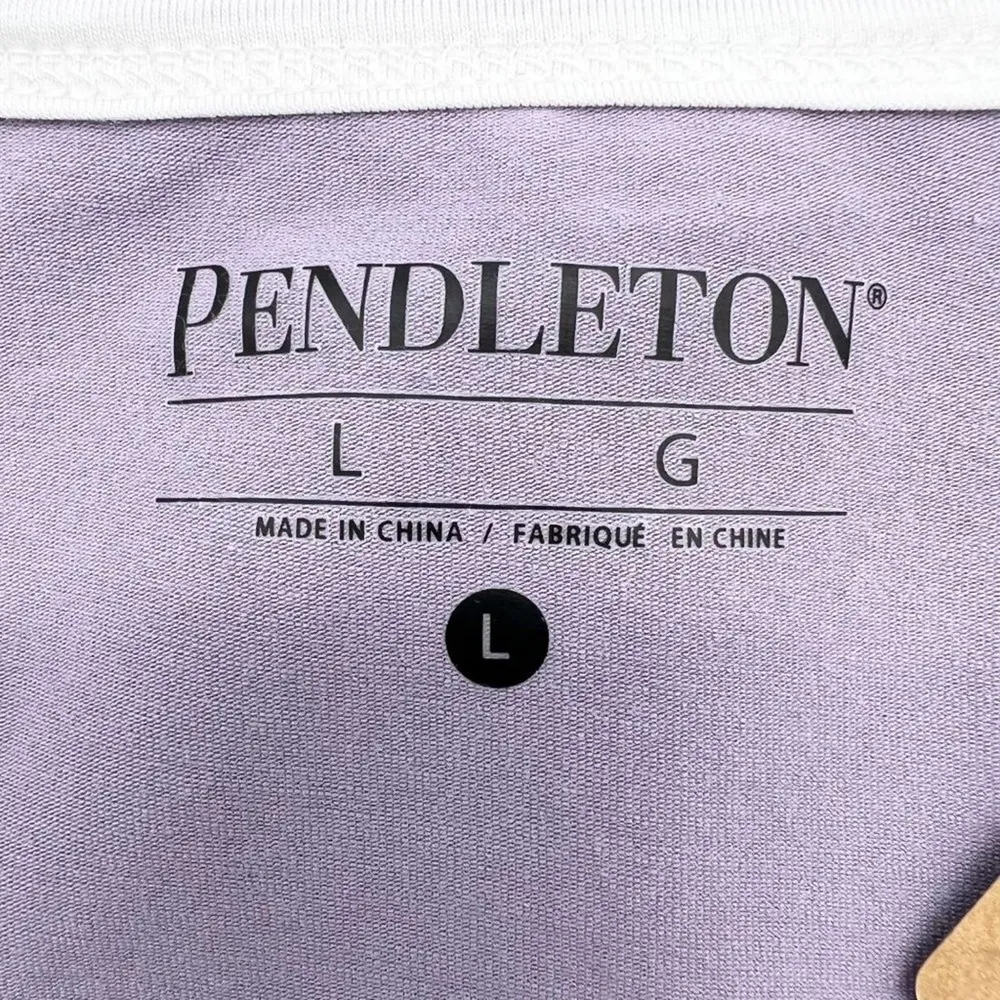 Pendleton NEW  Womens L Knit Shirt Lilac Light Purple White Trim Long Sleeve - Image 5