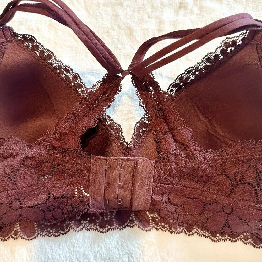 NWT Aerie Real Happy Wireless Lightly Lined Candy Lace Bra in Royal Berry - 32C - Image 6
