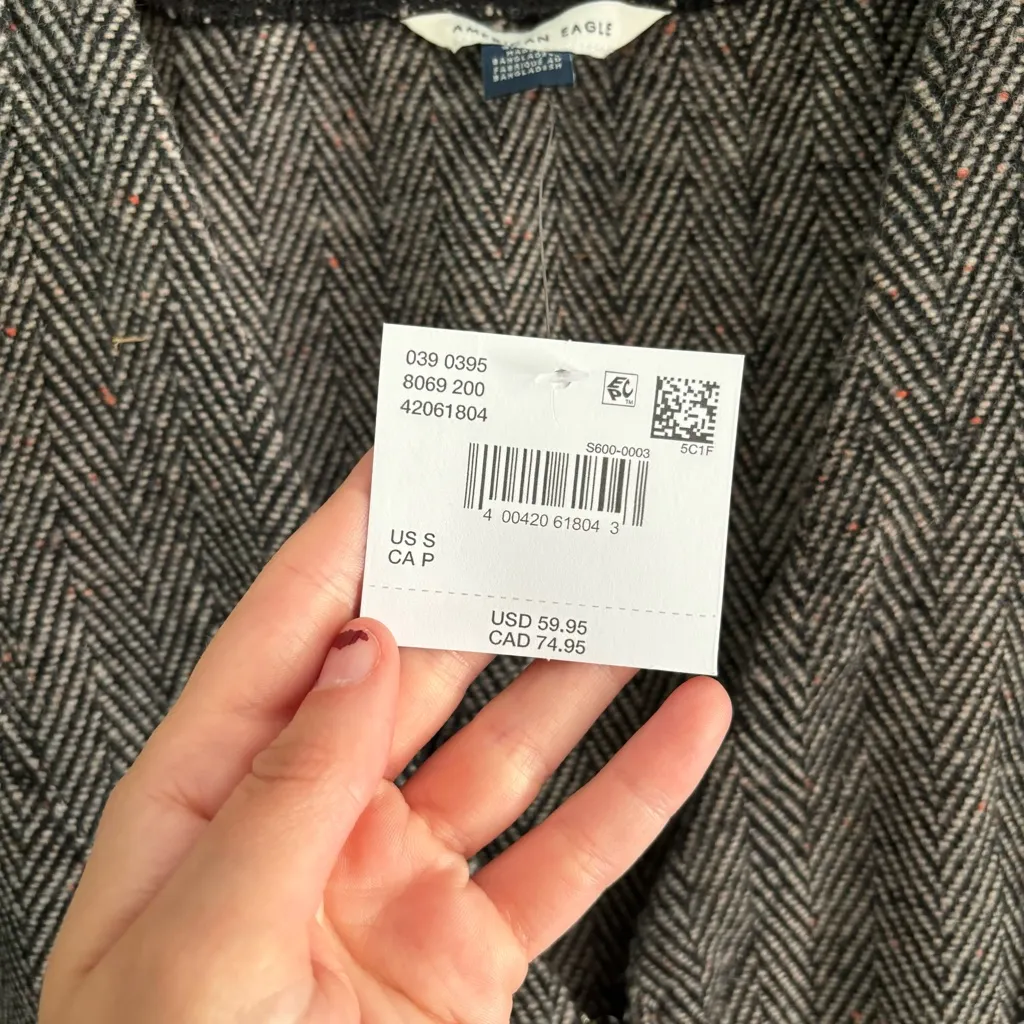 American Eagle Gray Zip Up Herringbone Mini Dress NWT, S - Image 5