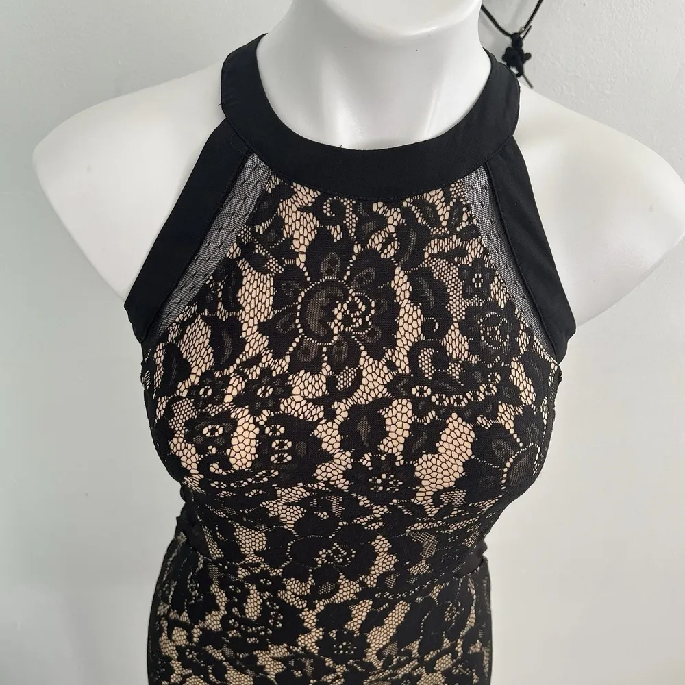 Mimi Chica Lace Over Form Fitting Body Con Blue Mini Dress S Small - Image 6