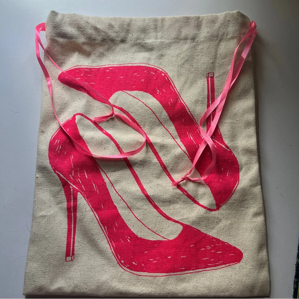 Canvas Stylish Pink Shoe Print Women's Bag - Image 2