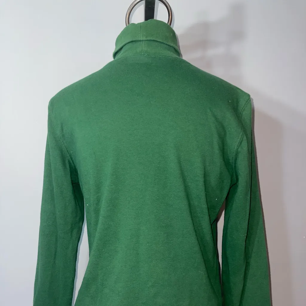 Holiday Editions green embroidered poinsettia turtleneck Christmas woman’s small - Image 3