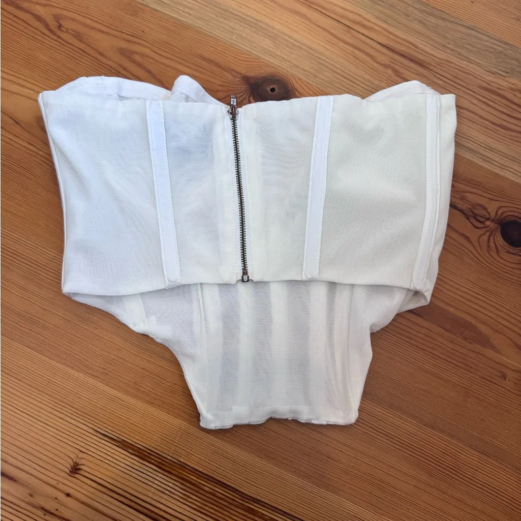 Bardot Lithium Mesh Bustier Top in Orchid White | Size 8 | Medium - Image 6