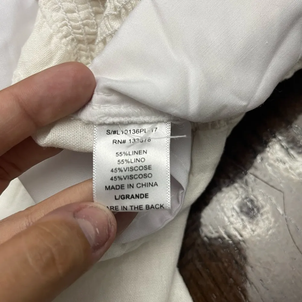 Love Tree Elegant White wide leg drawstring beach pants size L - Image 5