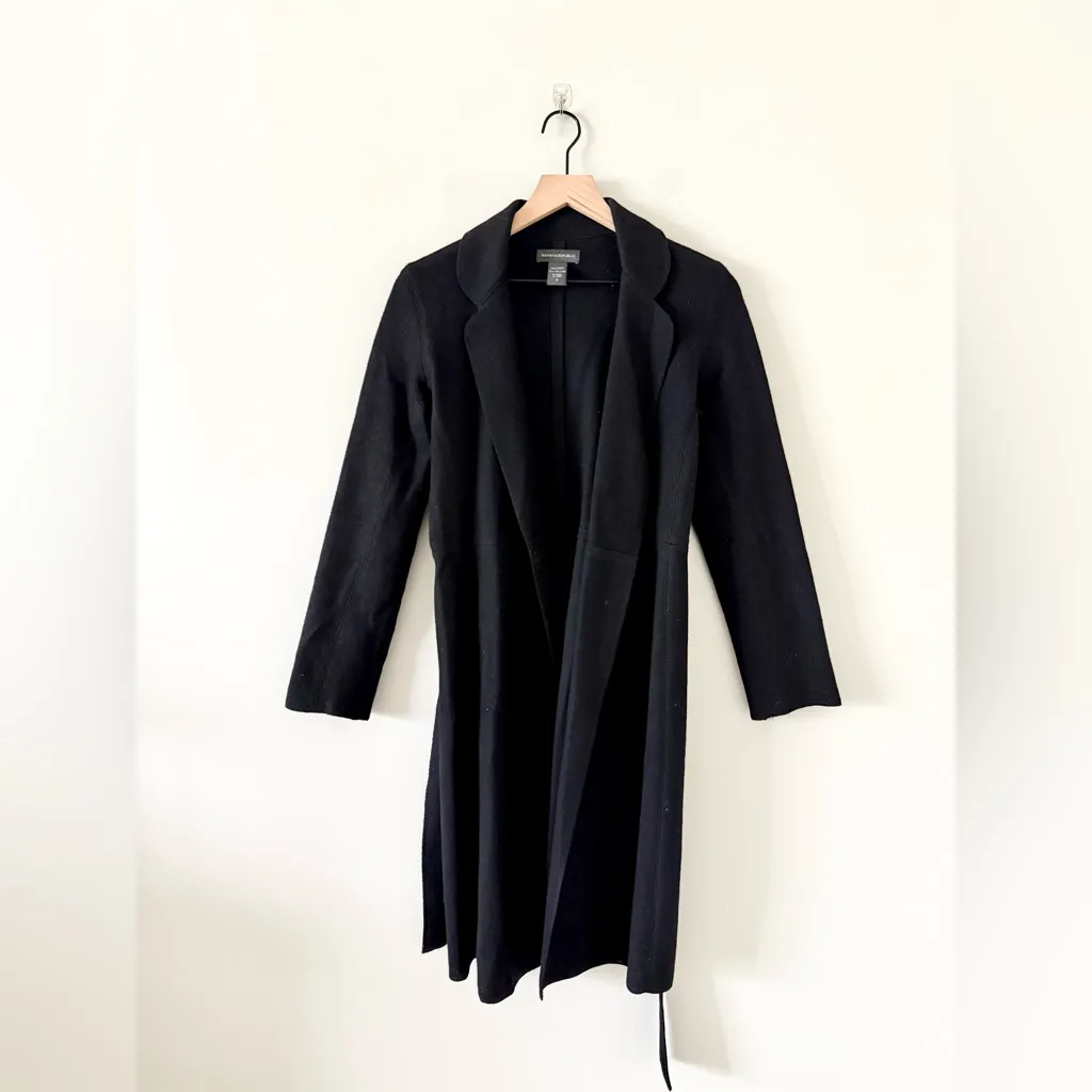 Banana Republic Wool Open Trench Style Cardigan in Dark Gray Size S - Image 3