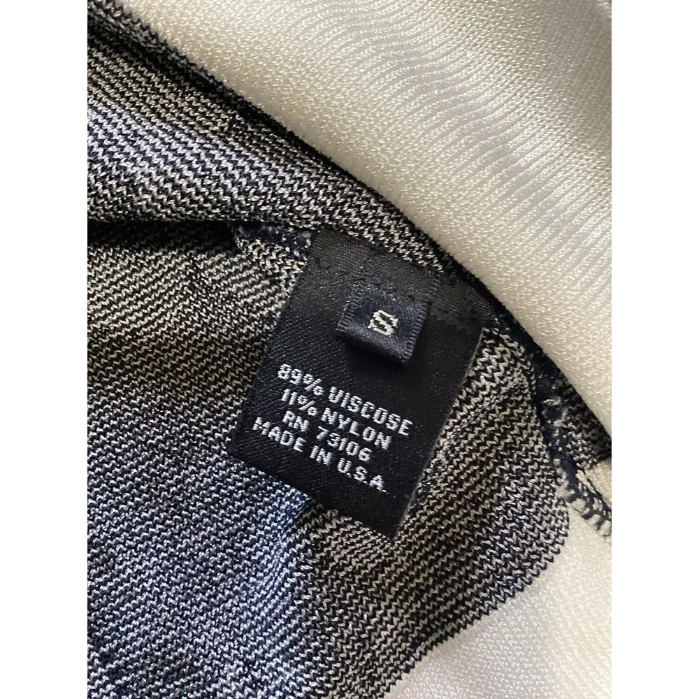 Neiman Marcus Navy Blue Geometric Print Oversized Button Down Knit Cardigan S - Image 6