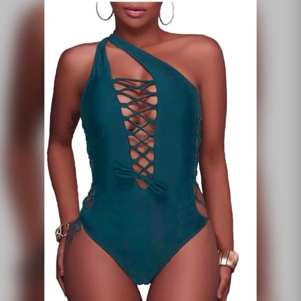Sexy 1 Piece Lace up Monokini Plunge Backl… - Image 16