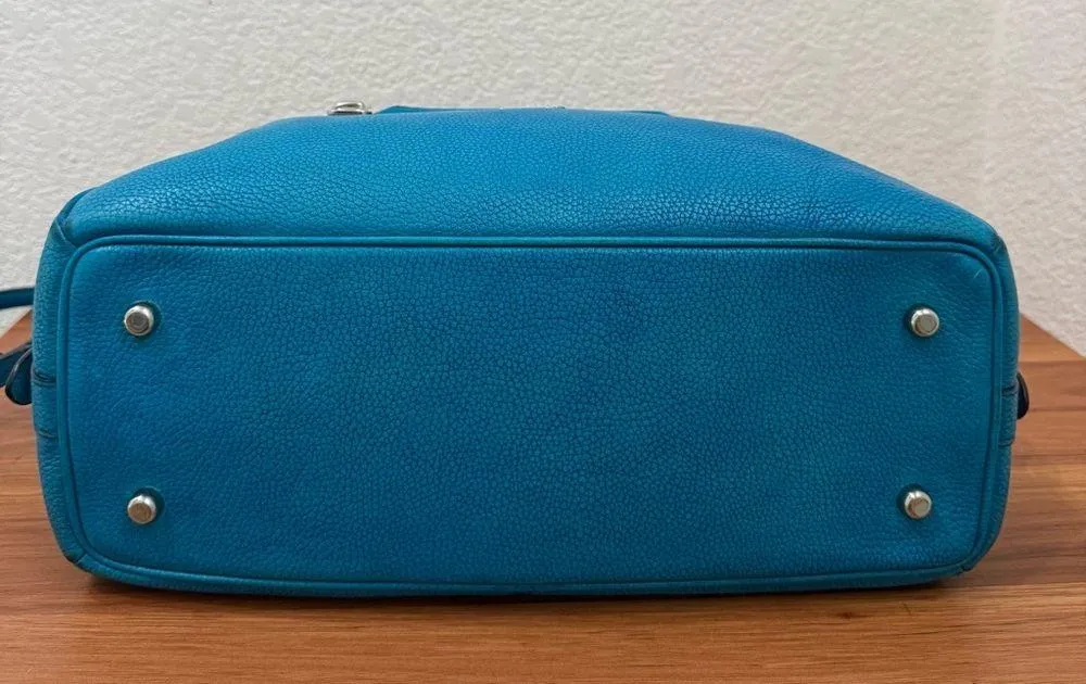 COACH Prairie Pebbled Leather Turquoise Color Satchel Crossbody RECOLORED! READ - Image 4