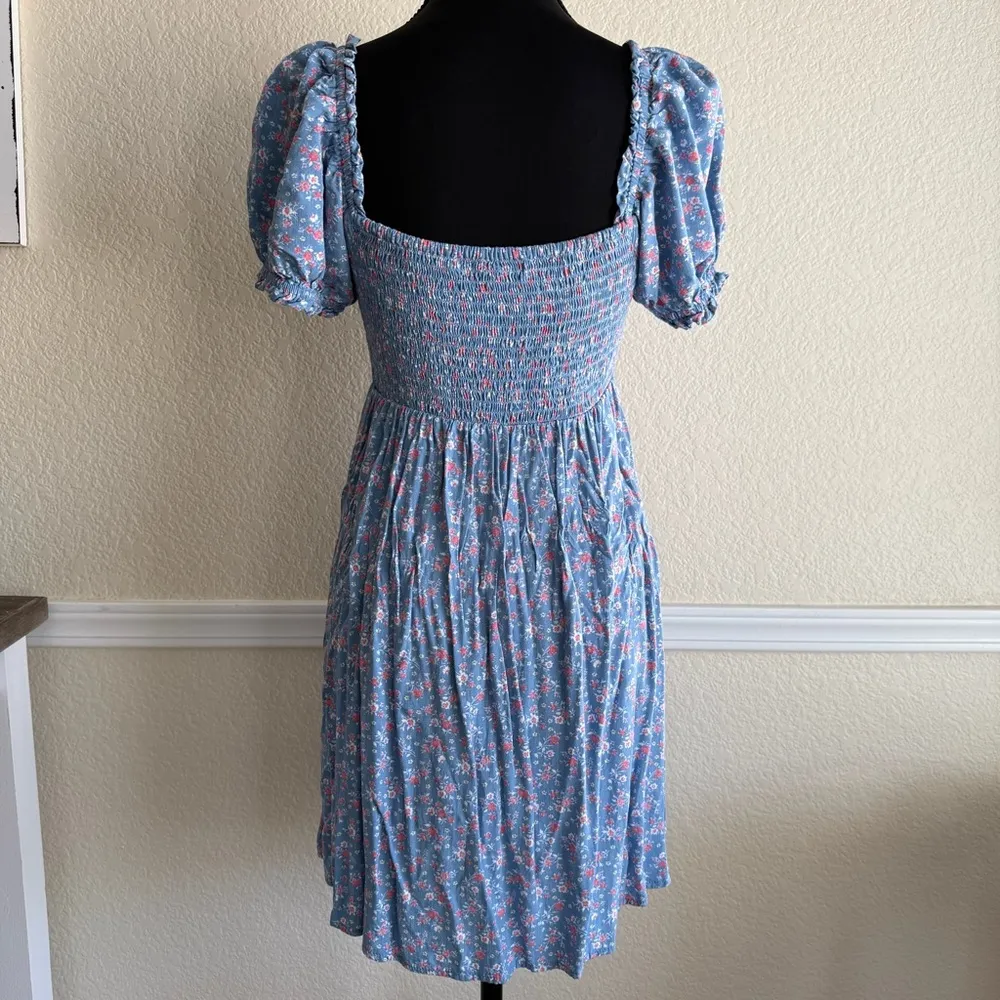 Aeropostale Floral Smocked Puff Sleeve Dress Medium Feminine Cottage Prairie - Image 2