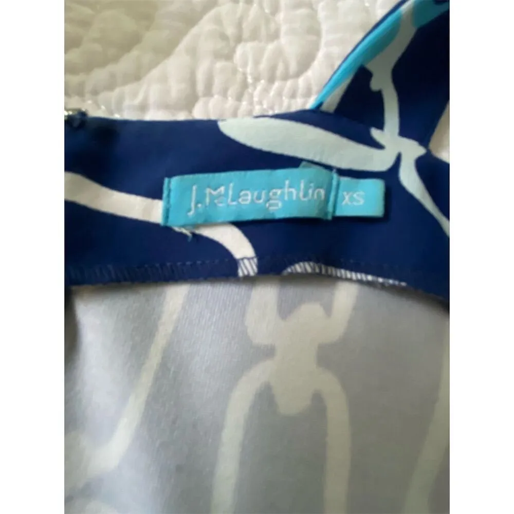 J. McLaughlin Maxi Dress Blue Chain Print Sleeveless V-Neck Long Dress​ Size XS - Image 4