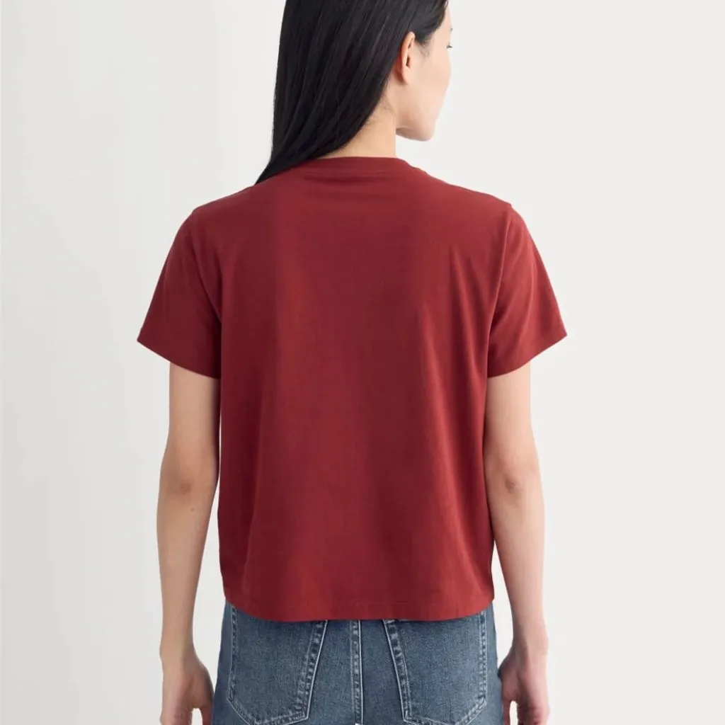 Everlane The Box Cut Tee in Essential Cotton in Merlot, Size Small - Image 3