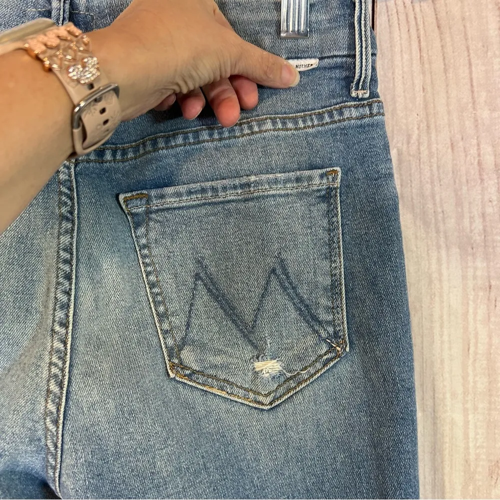 MOTHER High Waisted Looker Thrilling Shots Ankle Fray Jeans Blue Size 27 - Image 5