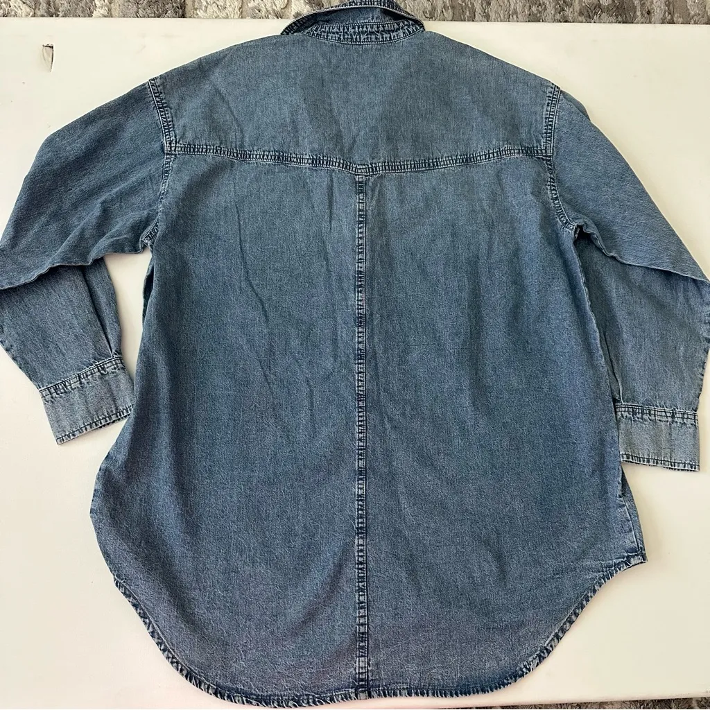 Jessica Simpson Blue Denim Button-Up Shirt Size L - Image 7