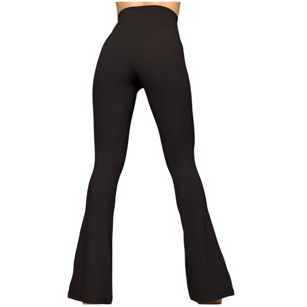 POPFLEX Crisscross Hourglass Flared Legging w/ Pockets Black XL 29” Inseam - Image 2