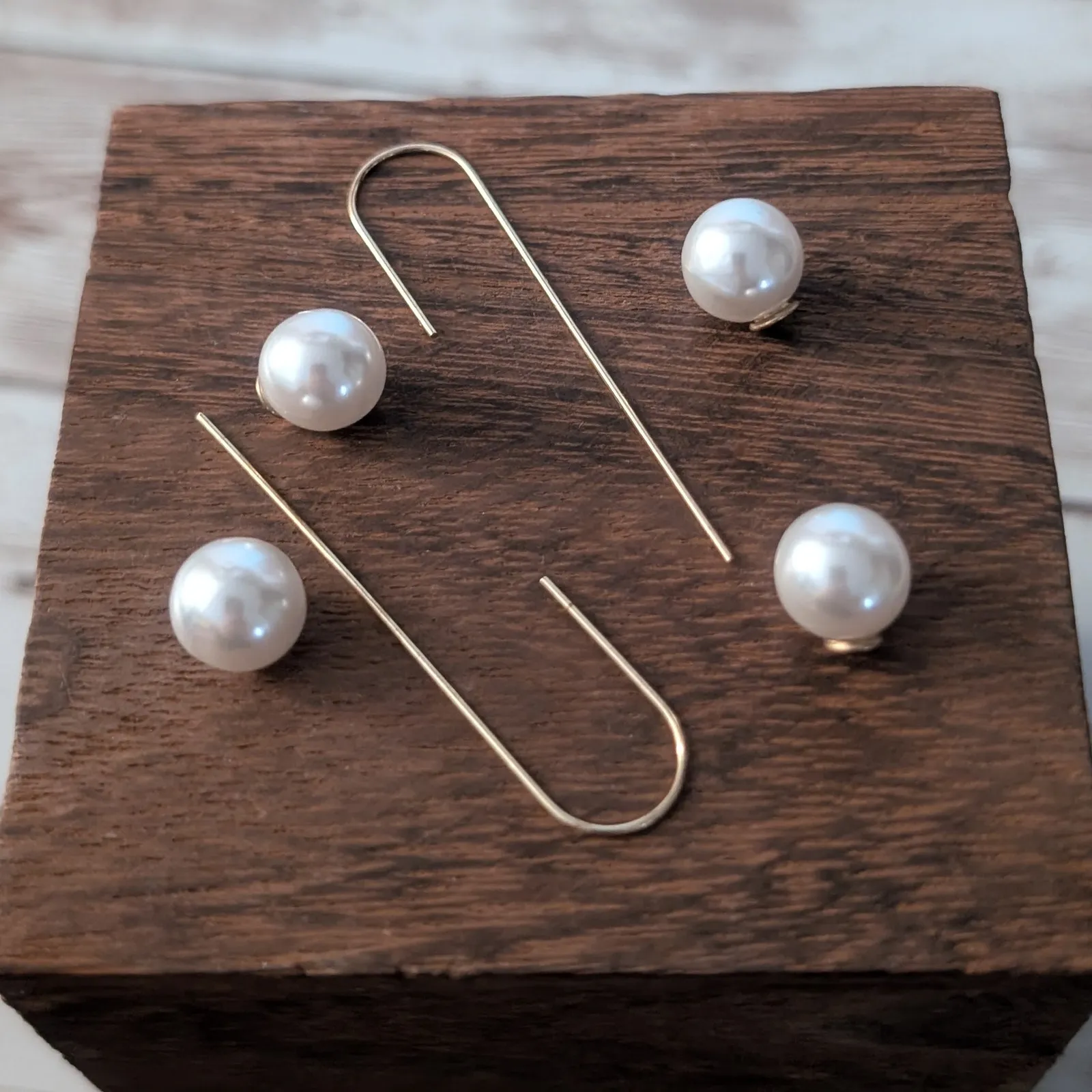 Vintage Earrings for Pierced Ears Gold Tone & Faux Pearl Statement Earrings - Image 4