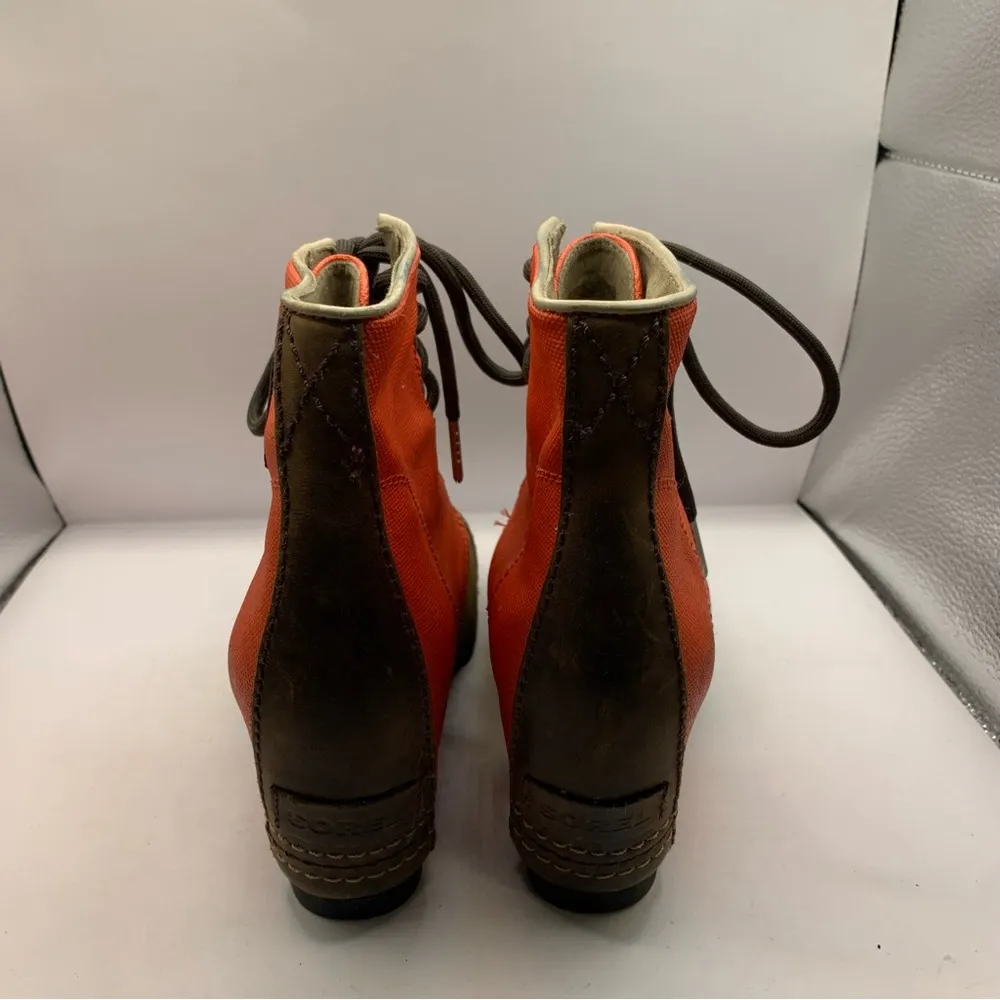 Sorel PDX Bonfire Orange Wedge Ankle Boots Booties Size 6 - Image 5