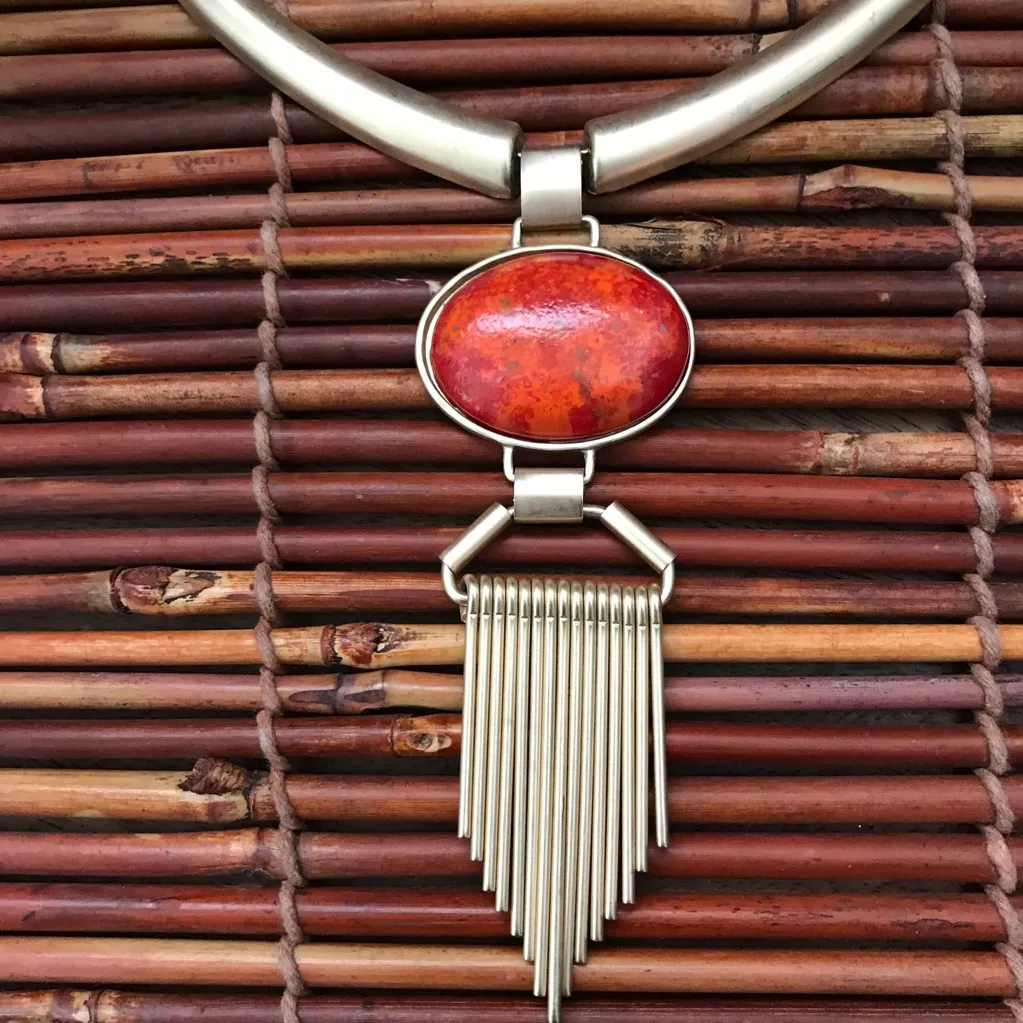 Chico’s Matte Gold Tone Ethnic Style Necklace - Image 5