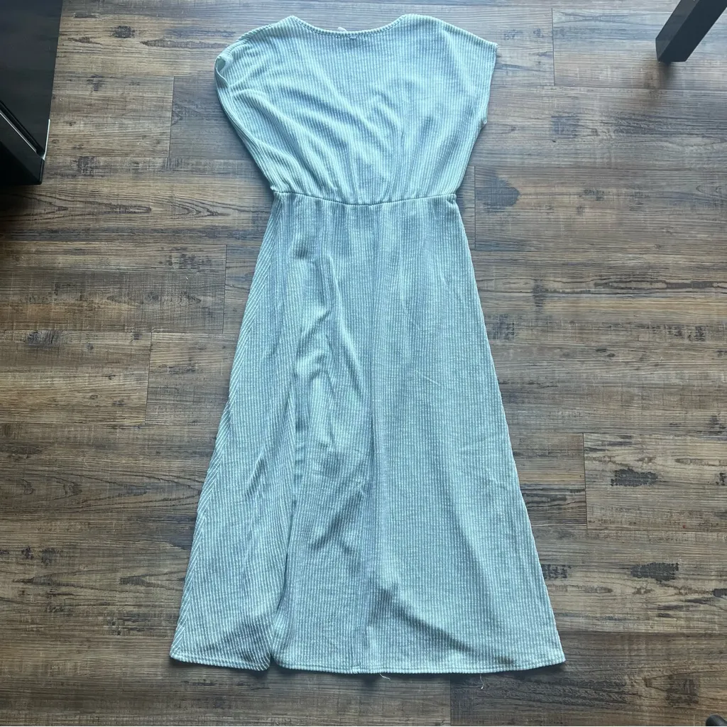 Caution To The Wind Women's Short Sleeve Striped Turquoise Blue Dress Size M - Image 7