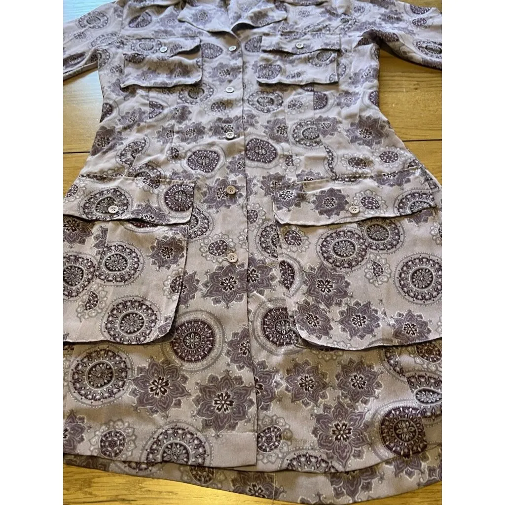 Compagnie Internationale‎ Express Small Sheer Full Top Geometric Button Down - Image 13