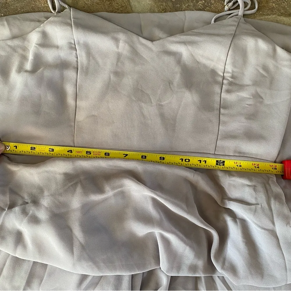 Elegant Taupe Gray spaghetti strap Maxi Dress NWT L - Image 7