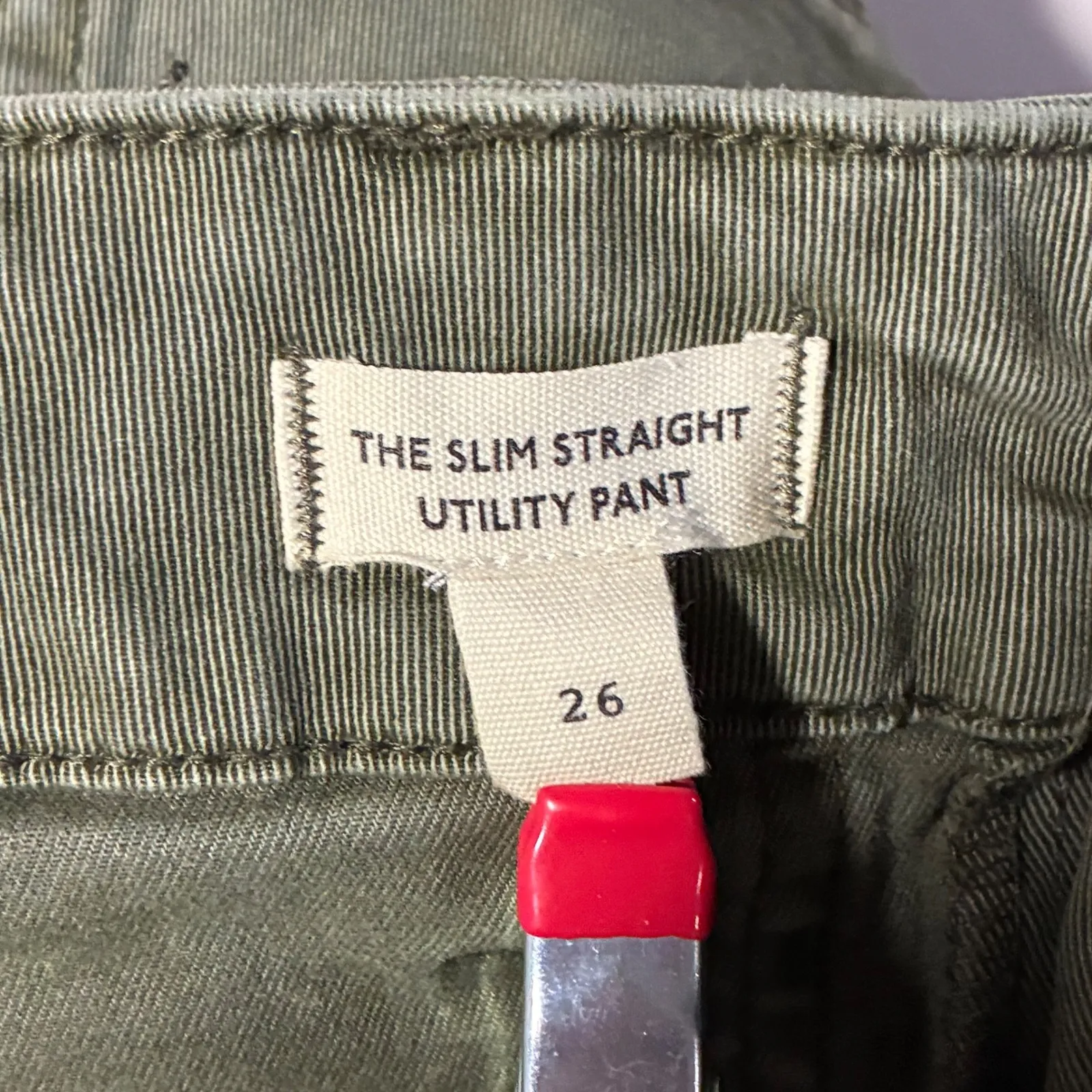 Madewell The Slim Straight Utility Pant Olive Green Women's 26 - Image 6