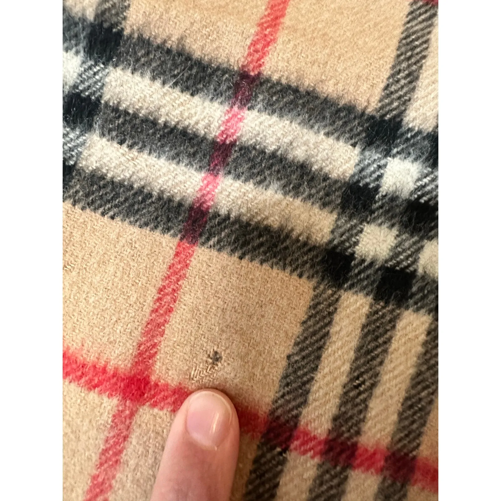 Burberry Scarf Nova Check Beige Tan Cashmere Plaid Fringe Unisex Vintage Scarf - Image 6