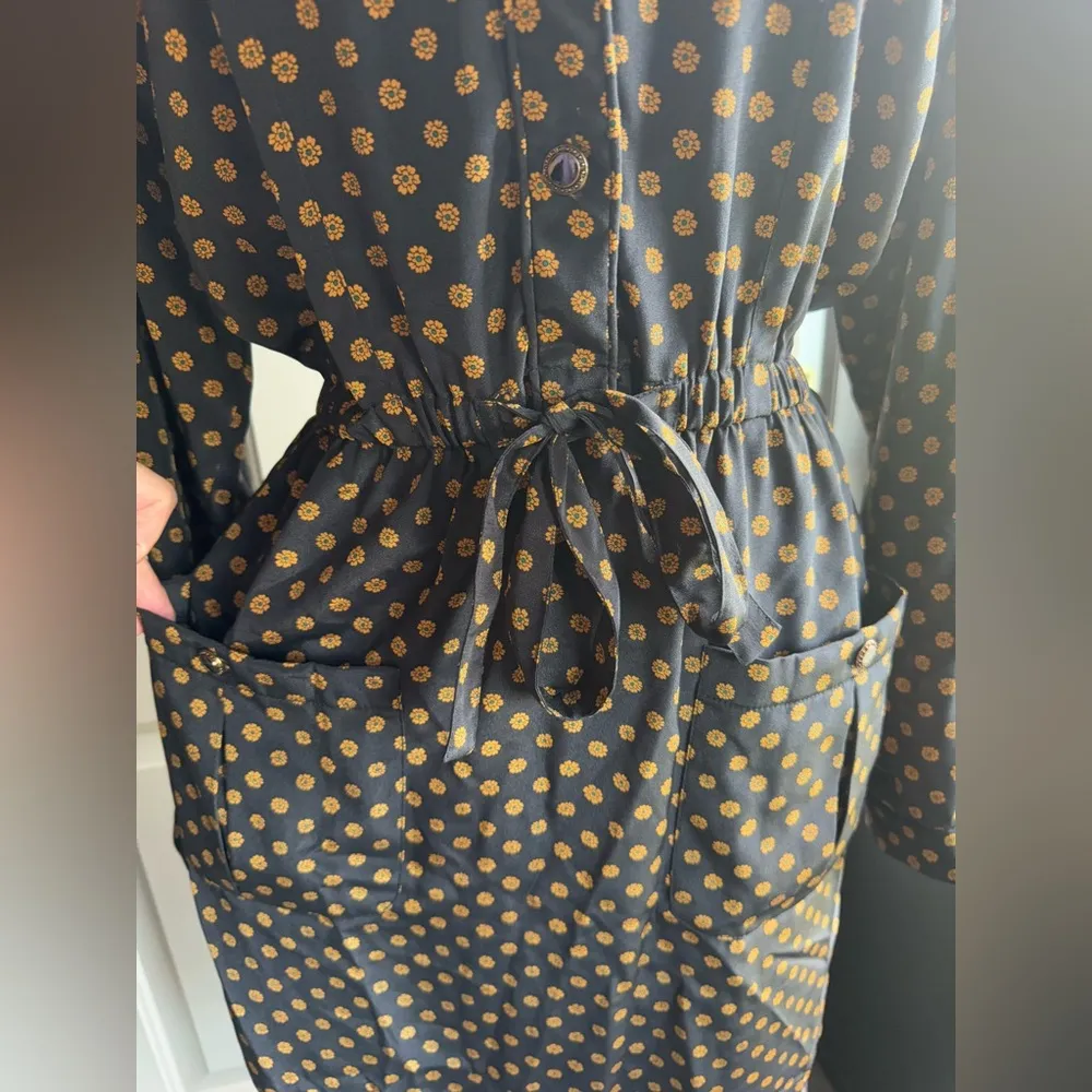 Vintage 80/90s Leslie Fay Collections tie waist printed shirt dress, size 10 - Image 9