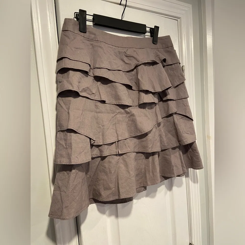 Mossimo Size 6 Purple Gray Linen Blend Tiered Ruffle Zip Up A Line Mini Skirt - Image 5