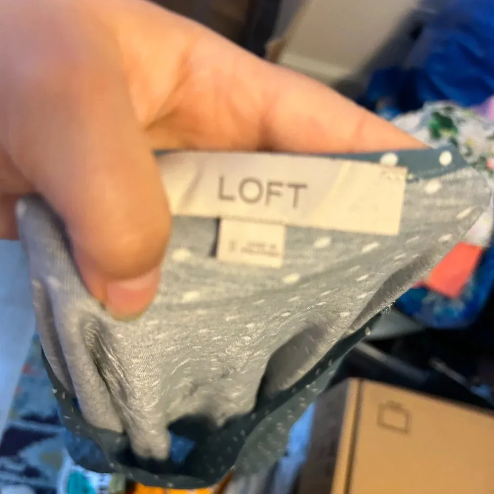 LOFT BLUE POLKA DOT DOLMAN BLOUSE - Image 3