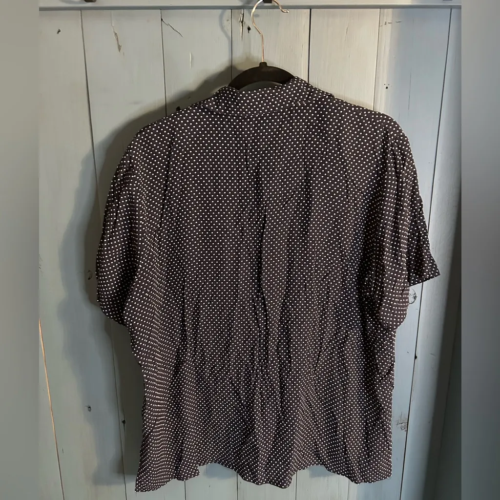 Vintage Elisabeth Liz Claiborne Dark Blue / White Polka Dot Top & Shorts | Sz 14 - Image 3