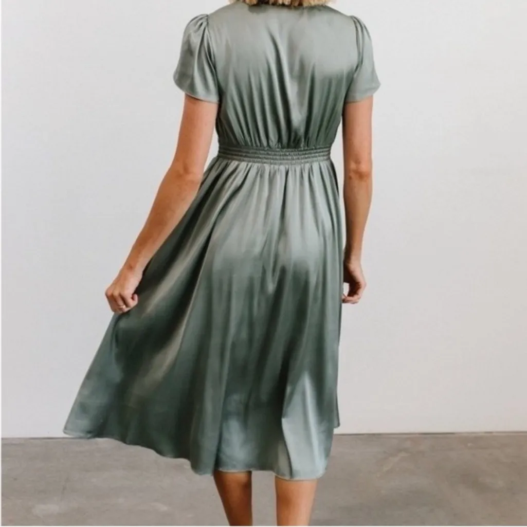 Baltic Born Poppy‎ Satin Sage Green Tie-Front Dress Size XXXL - Image 3