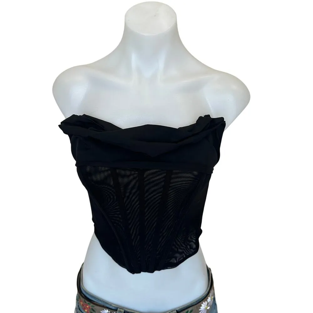 NBD Black Bustier Top XXS Corset Coquette Boned Bodice Crop Designer $168 NEW - Image 4