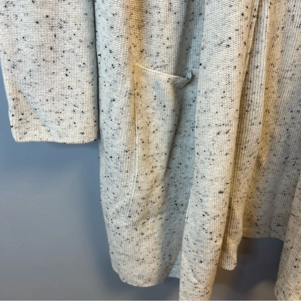 Eileen Fisher Cardigan Ecru Organic Cotton Speckle High Collar Knit Sz L EUC - Image 5