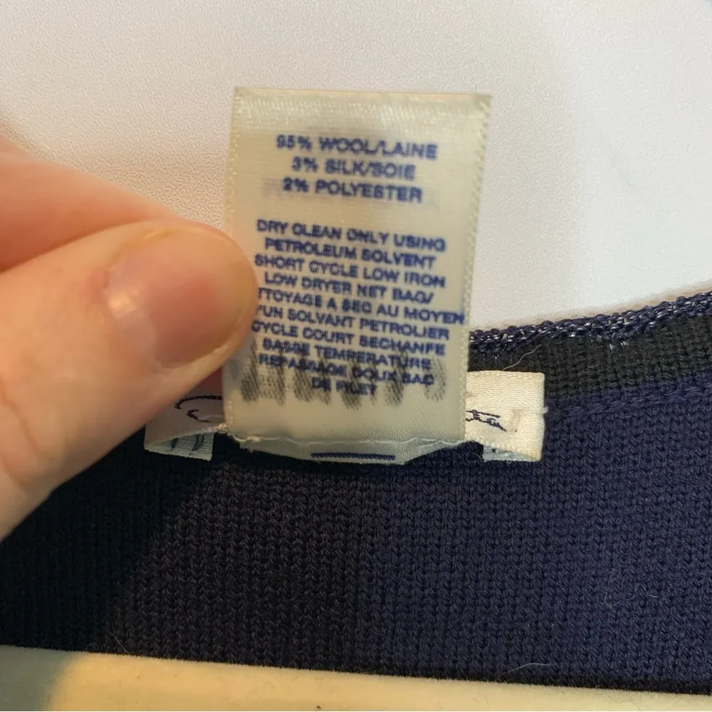 Oscar de la Renta Knee Length Wool Silk Sheath Dress Crochet Hem Sequins - Image 4