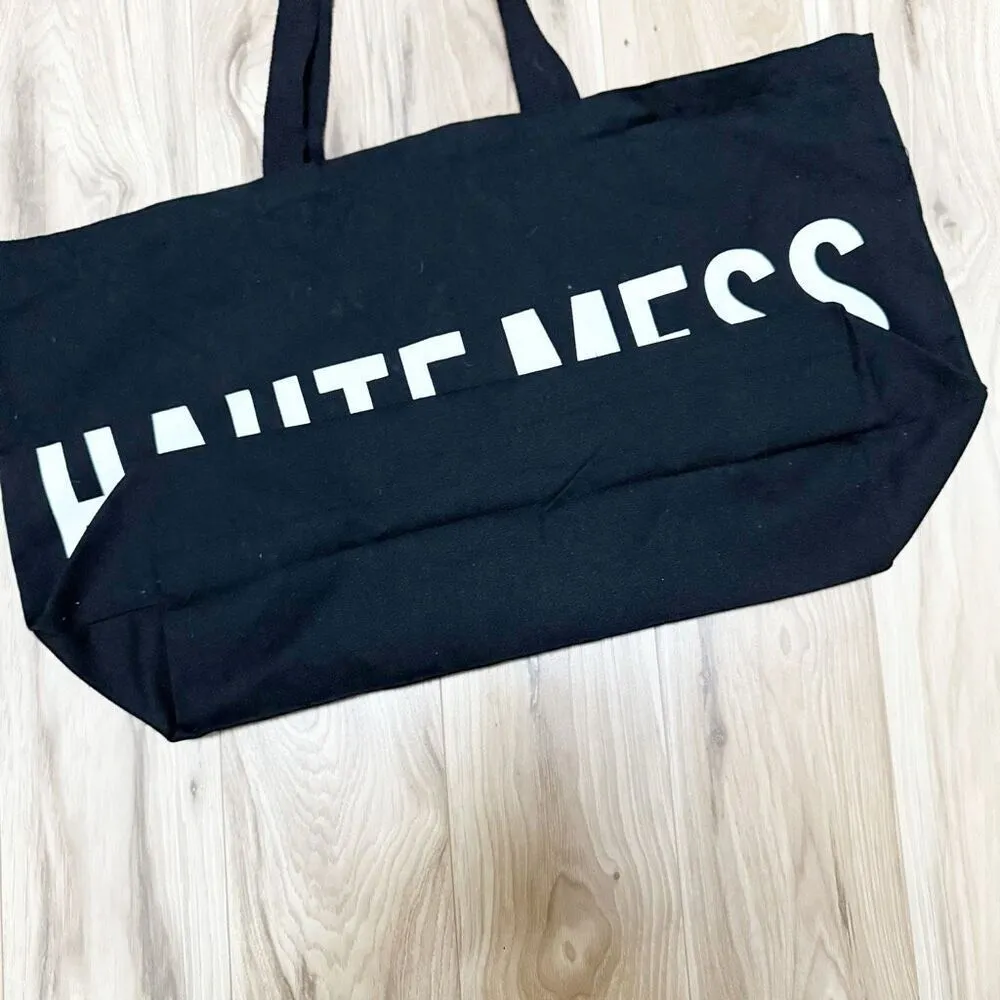 HAUTE MESS | Extra Large Oversized Canvas Black White Overnight Weekender Bag - Image 5